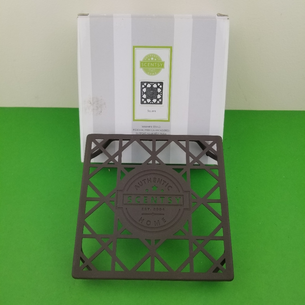 Retired Authentic Scentsy 5" Warmer Stand Square Bronze In Original Box